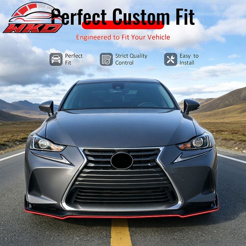 Fits 17-20 Lexus IS IKON Style PP Front Bumper Lip Carbon Fiber Print 3PCS Set