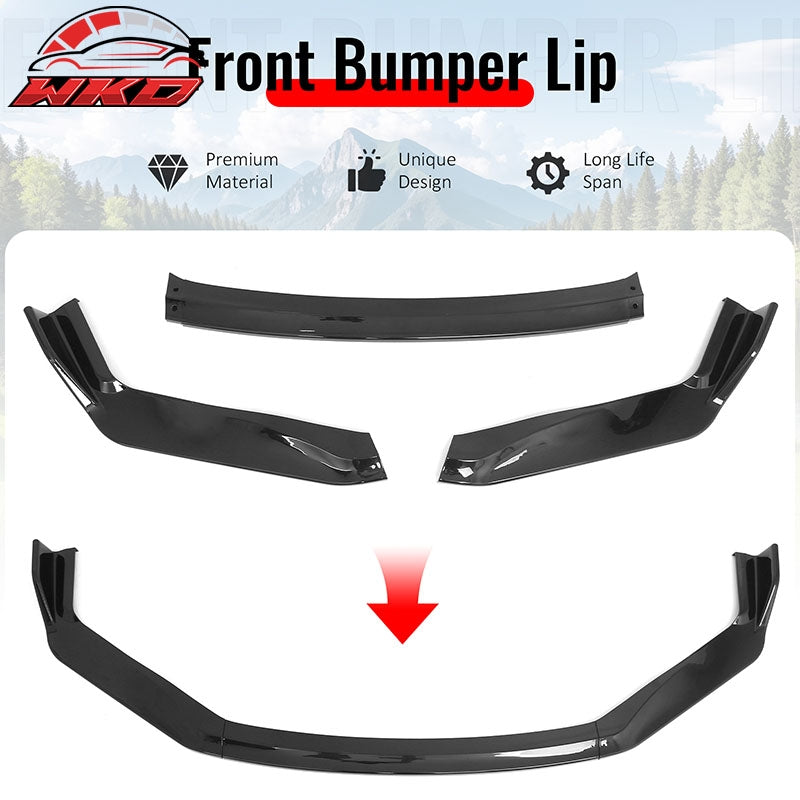 Fits 17-20 Lexus IS IKON Style PP Front Bumper Lip Spoiler Gloss Black 3PCS Set