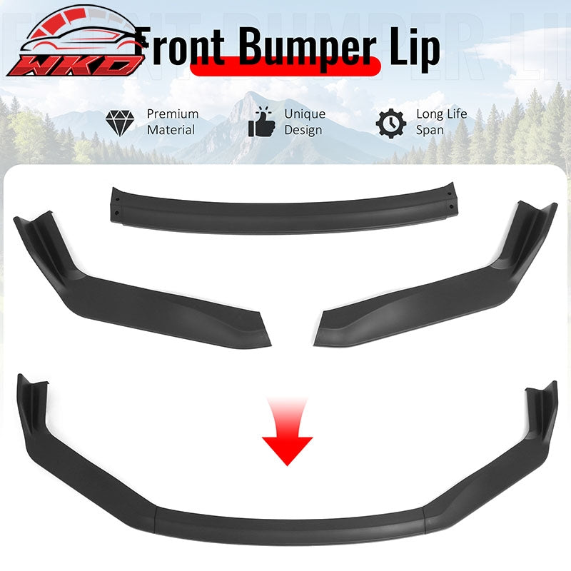 Fits 17-20 Lexus IS IKON Style PP Front Bumper Lip Spoiler Matte Black 3PCS Set