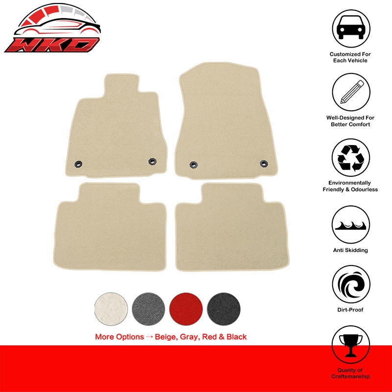 For 14-26 Lexus IS250 IS300 RWD Nylon Floor Mats Liner Beige Front Rear Carpet