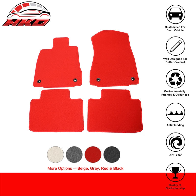 For 14-26 Lexus IS250 IS300 RWD Nylon Floor Mats Liner Red Front Rear Carpet