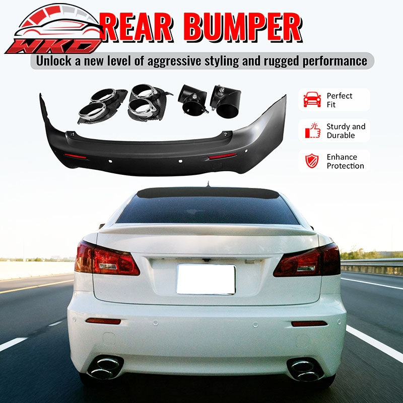 Fits 06-13 Lexus IS250 IS350 IS F Style Rear Bumper Cover W/Muffler Tip & Bezel