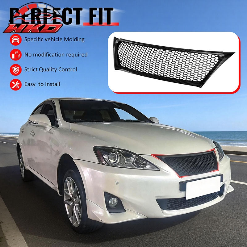 Fits 11-13 Lexus IS250 IS350 Sedan Carbon Fiber Print Honeycomb Style Grille ABS