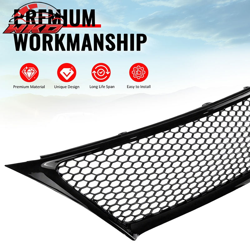 Fits 11-13 Lexus IS250 IS350 Sedan Gloss Black Honeycomb Style Upper Grille ABS