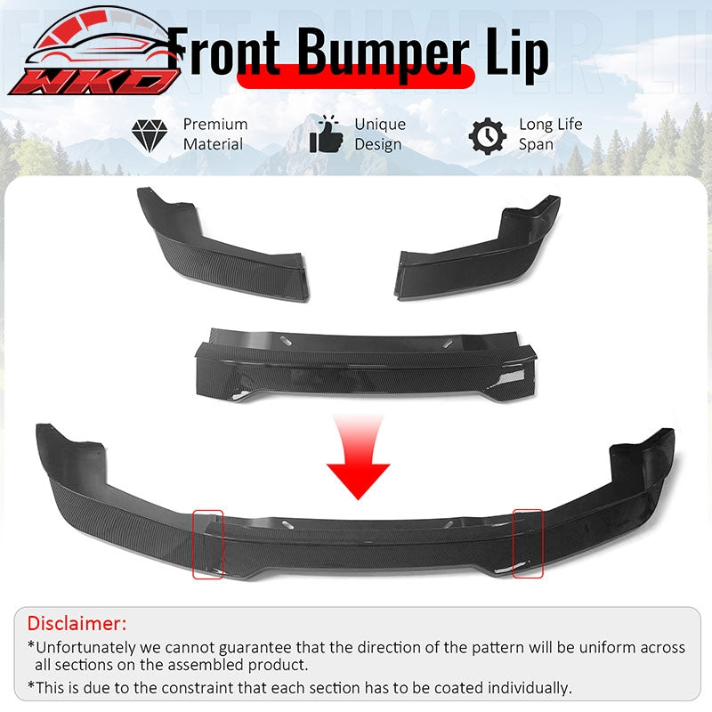 Fits 01-05 Lexus IS300 GR Style Front Bumper Lip Carbon Fiber Print PP 3PCS Set