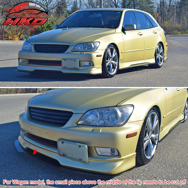 Fits 01-05 Lexus IS300 GR Style Front Bumper Lip Spoiler Gloss Black PP 3PCS Set