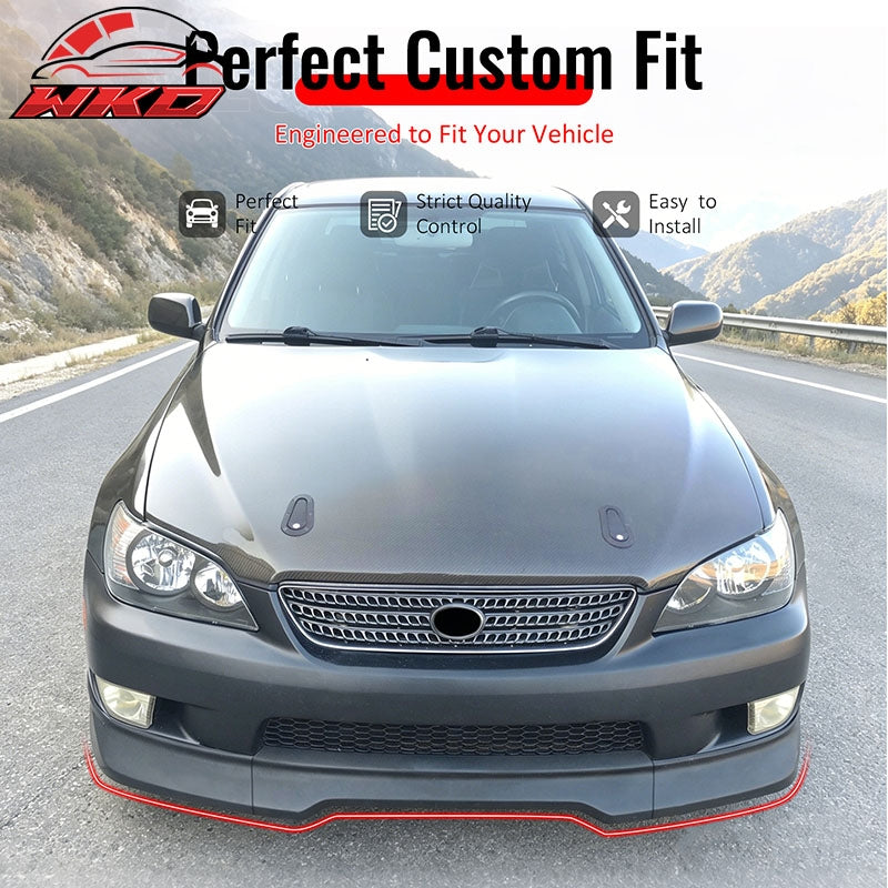 Fits 01-05 Lexus IS300 GR Style Front Bumper Lip Spoiler Matte Black PP 3PCS Set