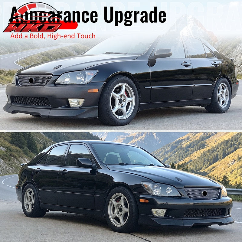 Fits 01-05 Lexus IS300 GR Style Front Bumper Lip Spoiler Matte Black PP 3PCS Set