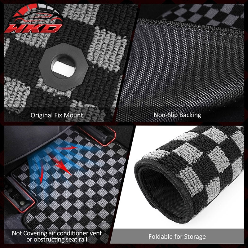 Fits 14-25 Lexus IS300 IS350 RWD Floor Mats Carpets Checkered Black Gray Plaid