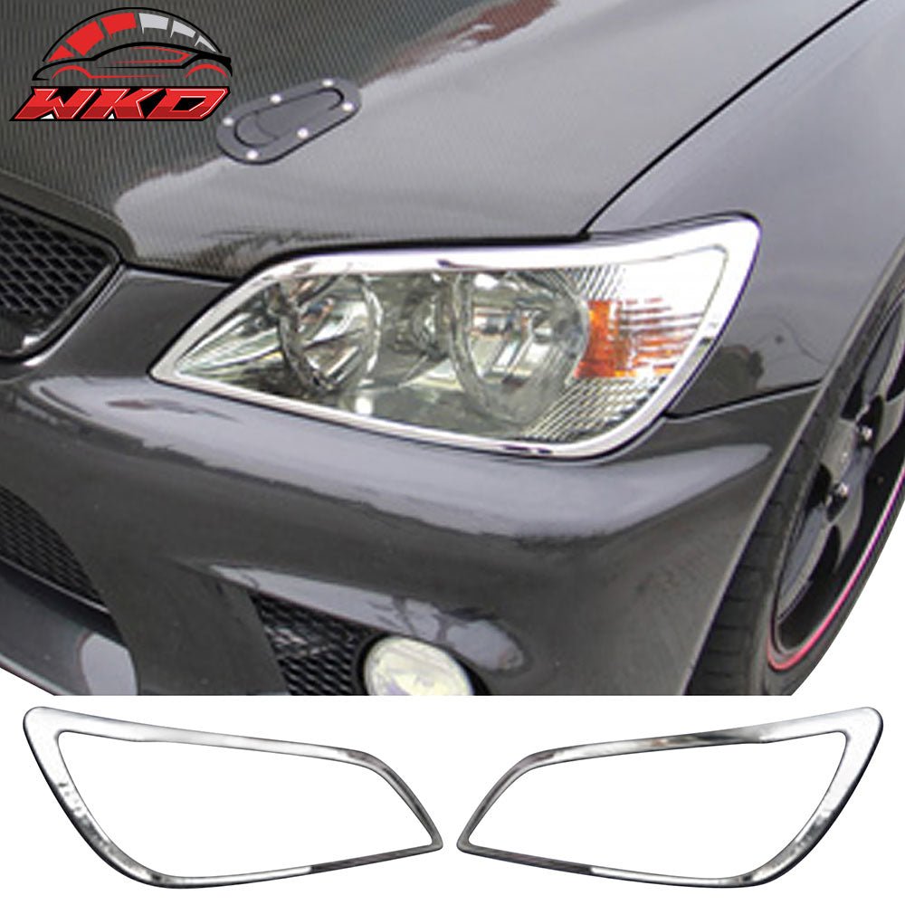 Fits 01-05 Lexus IS300 Chrome ABS Front Headlight Bezels Covers 2PCS Set