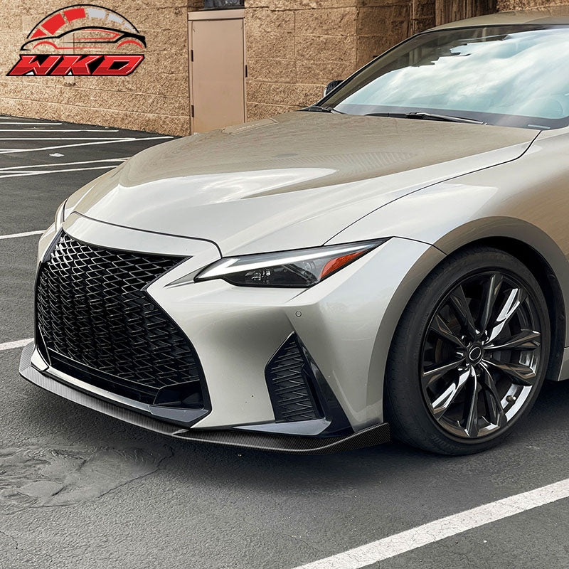 For 21-25 Lexus IS350 F Sport IKON ABS Front Bumper Lip Carbon Fiber Print