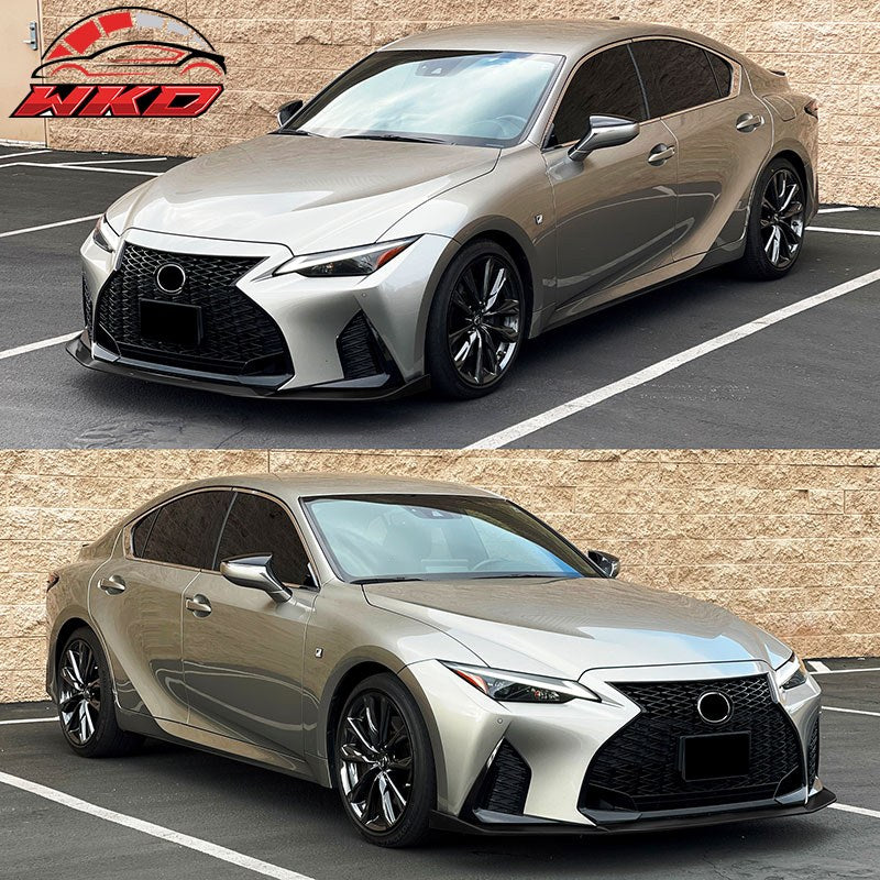 Fits 21-25 Lexus IS350 F Sport Sedan IKON ABS Front Bumper Lip Gloss Black