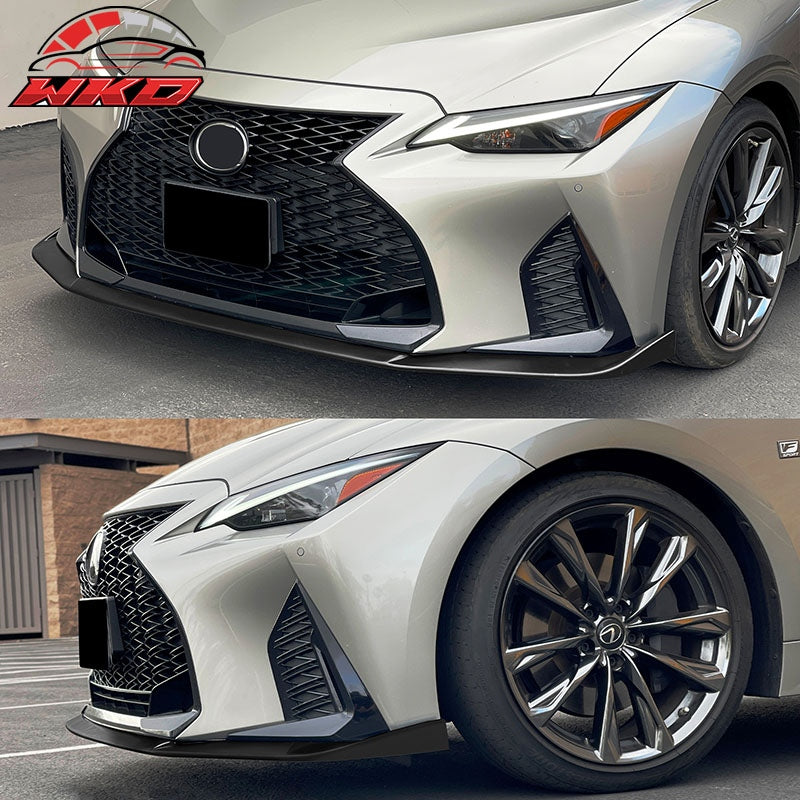 Fits 21-25 Lexus IS350 F Sport Sedan IKON ABS Front Bumper Lip Gloss Black