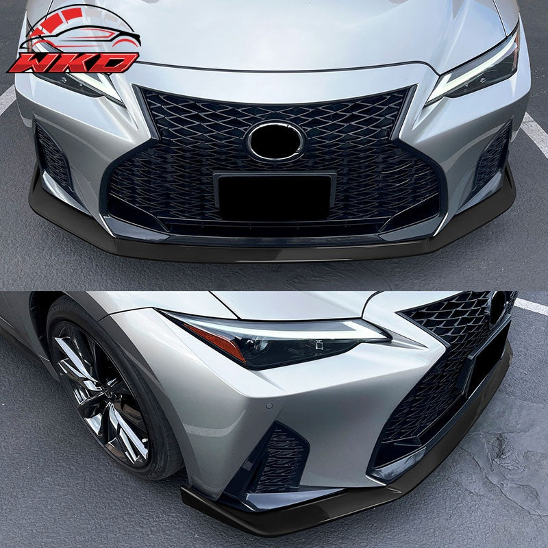 Fits 21-25 Lexus IS350 F Sport Sedan IKON ABS Front Bumper Lip Gloss Black