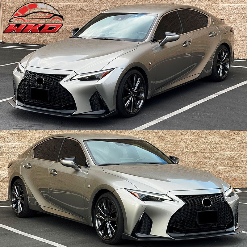 Fits 21-25 Lexus IS350 F Sport Sedan IKON ABS Front Bumper Lip Matte Black