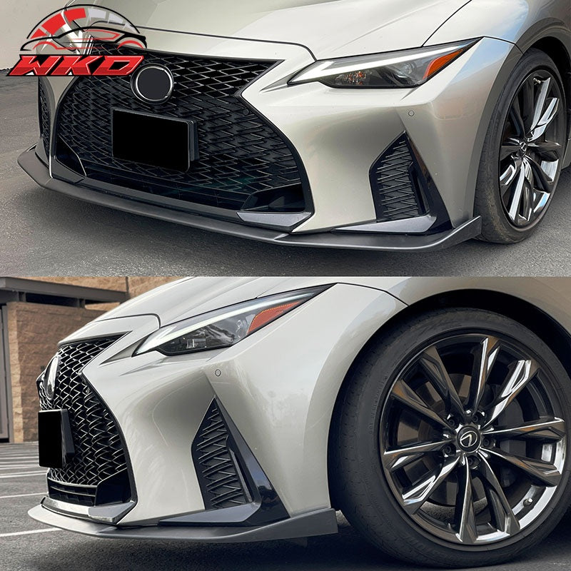 Fits 21-25 Lexus IS350 F Sport Sedan IKON ABS Front Bumper Lip Matte Black
