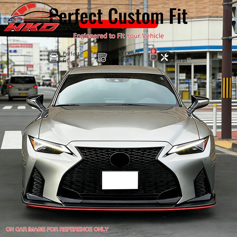 Fits 22-25 Lexus IS500 F Sport Ikon Style Front Bumper Lip Gloss Black PP 3PCS