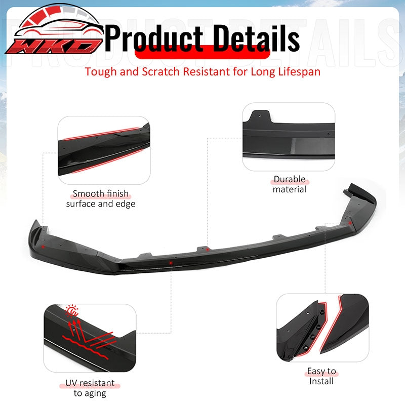 Fits 22-25 Lexus IS500 F Sport Ikon Style Front Bumper Lip Gloss Black PP 3PCS
