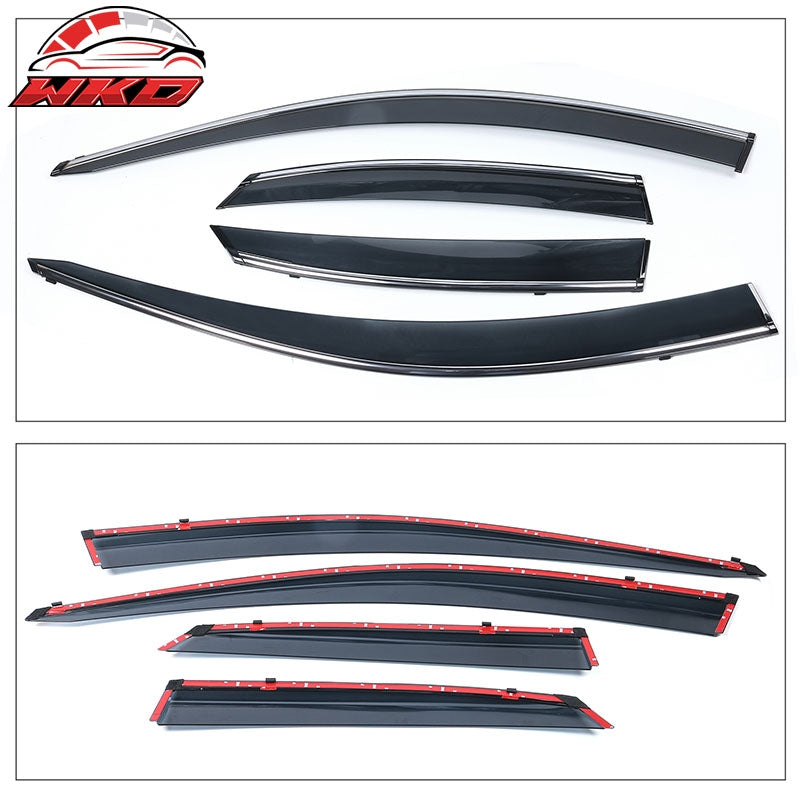 Fits 15-21 Lexus NX200t NX300 NX300h AZ10 Tape-On Window Visors W/Chrome Trim PC