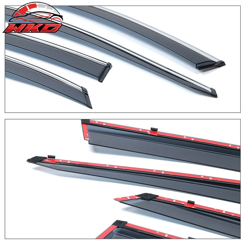 Fits 15-21 Lexus NX200t NX300 NX300h AZ10 Tape-On Window Visors W/Chrome Trim PC