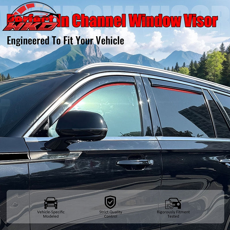 Fits 20-26 Lincoln Aviator Window Visors In Channel Sun Rain Guard Deflector 4PC