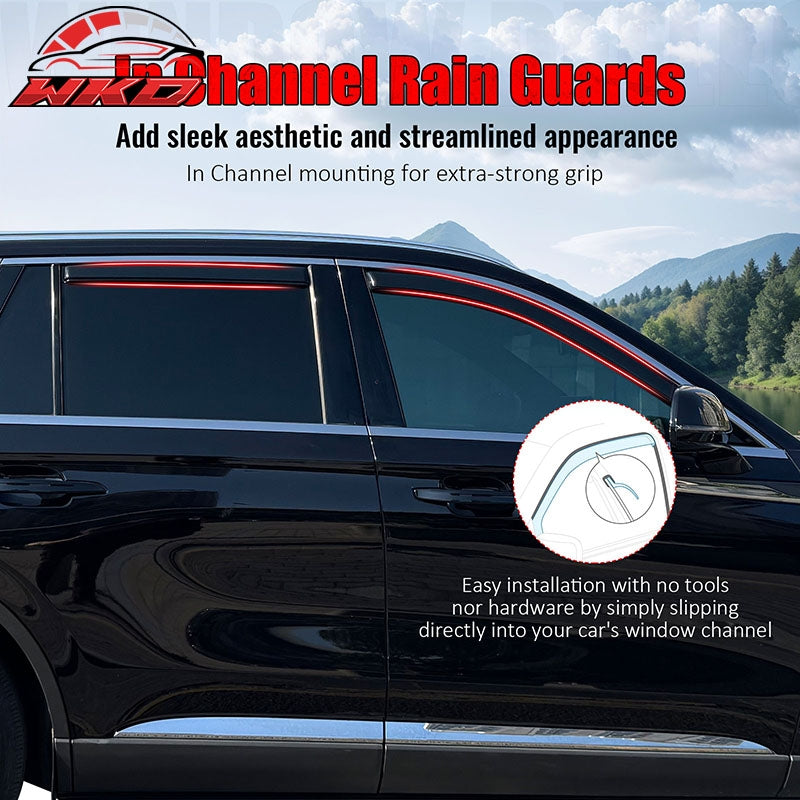 Fits 20-26 Lincoln Aviator Window Visors In Channel Sun Rain Guard Deflector 4PC