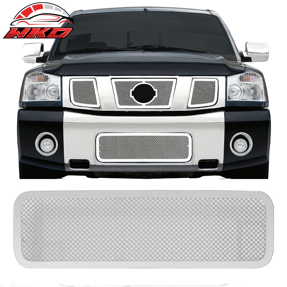 Fits 04-07 Nissan Titan Armada Mesh Chrome Lower Insert Grille Stainless Steel