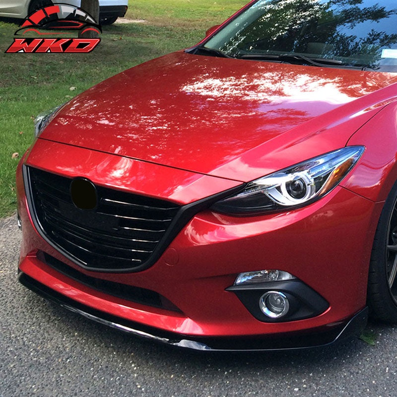Fits 14-16 Mazda 3 4Dr 5Dr MS Style Front Bumper Lip Spoiler Splitter Guard ABS