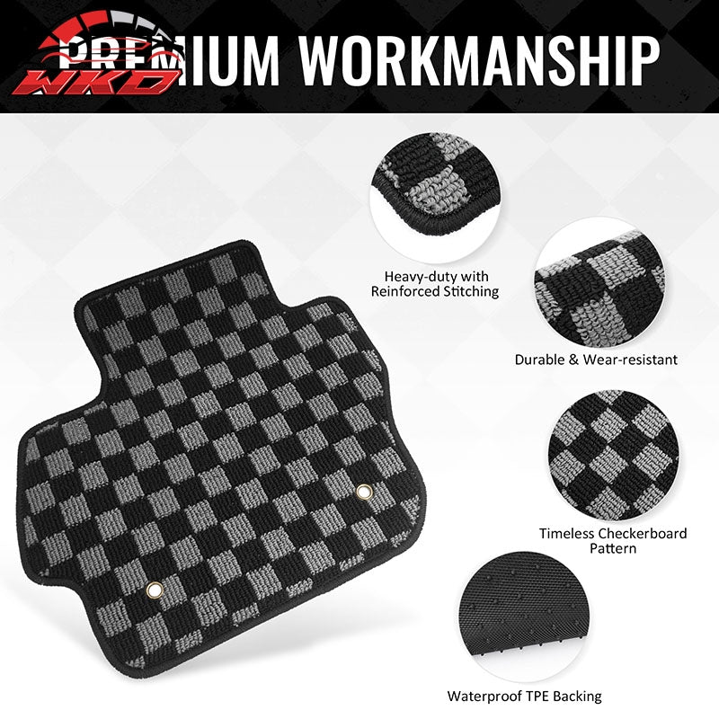Wholesale 10-13 Mazda 3 Floor Mats Non-Slip Carpets Checkered Black Gray Plaid 4PCS - Wikond Auto