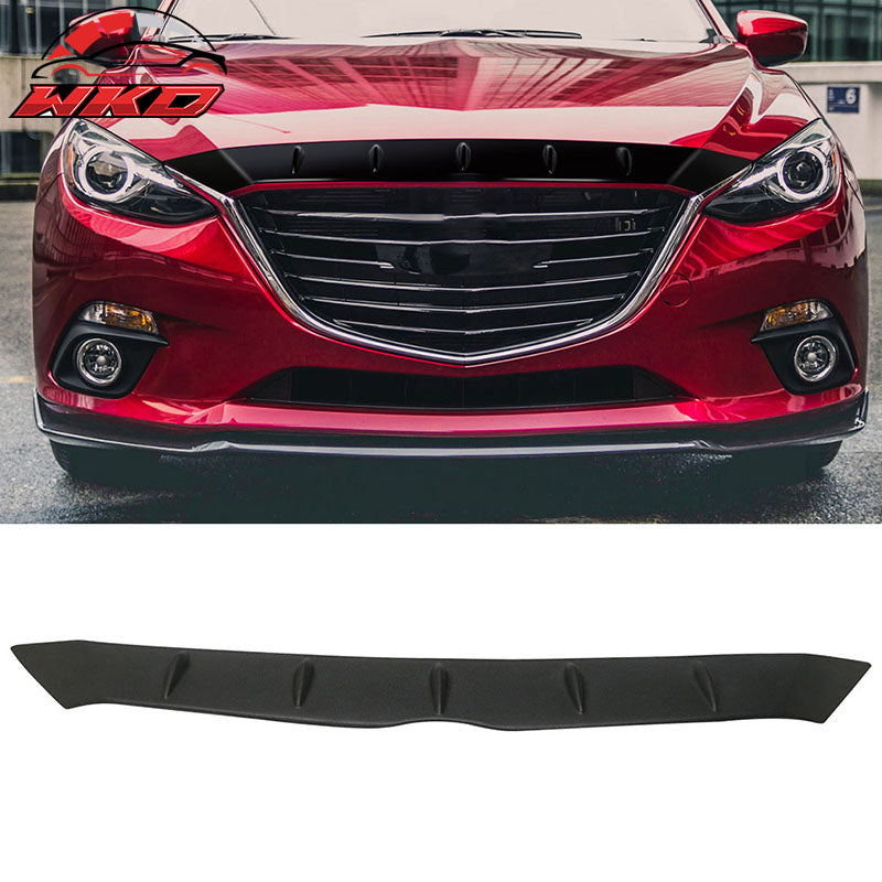 Fits 14-16 Mazda 3 Max FHS Style Matte Black Front Upper Grille Molding Trim ABS