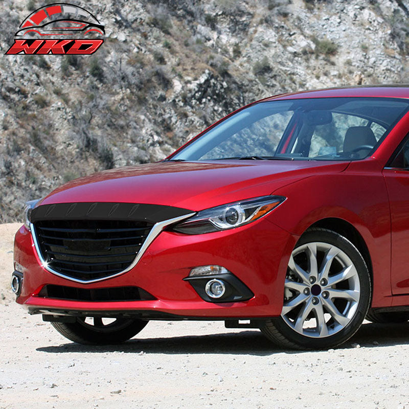 Fits 14-16 Mazda 3 FHS Style Gloss Black Grille Molding Trim ABS