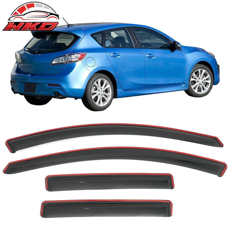 Wholesale 10-13 Mazda 3 Hatchback In-Channel Window Visors Sun Rain Guard Acrylic 4PC