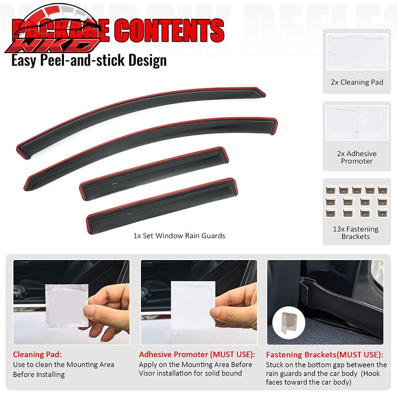Fits 10-13 Mazda 3 Hatchback In-Channel Window Visors Sun Rain Guard Acrylic 4PC