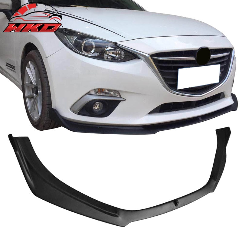 Fits 14-17 Mazda 3 V2 Style Unpainted Black Front Bumper Lip Spoiler - PP