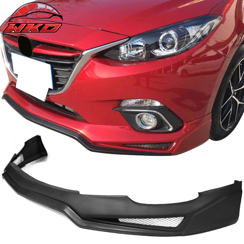 Fits 14-16 Mazda 3 V3 Style Front Bumper Lip - PP