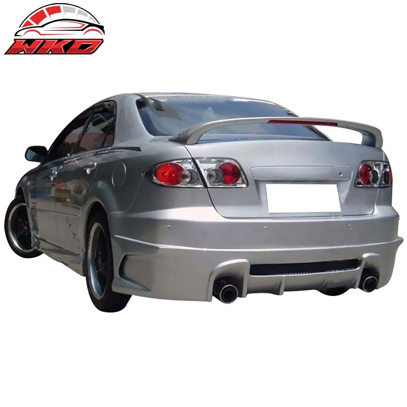 Fits 03-08 Mazda 6 Mazda6 4Dr HB OE ABS Trunk Spoiler&LED 3rd Brake Light