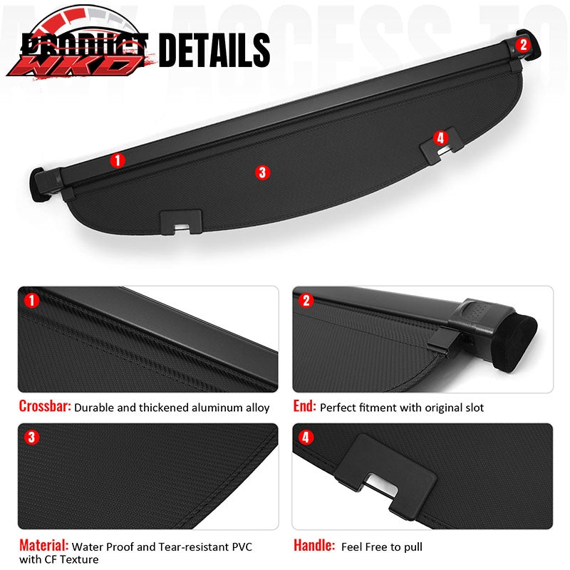 Fits 13-16 Mazda CX-5 Retractable Rear Trunk Cargo Cover Carbon Fiber Texture