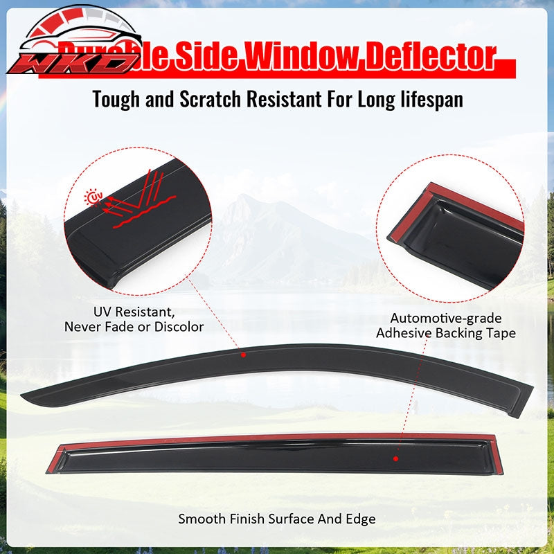 Fits 25-26 Mazda CX-70 & 24-26 CX-90 Tape-on Window Visors Vent Rain Deflectors