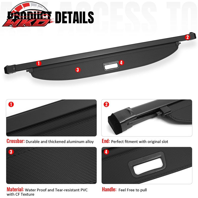 Fits 25-26 Mazda CX-70 Carbon Fiber Texture Cargo Cover + Backrest + Trunk Mat
