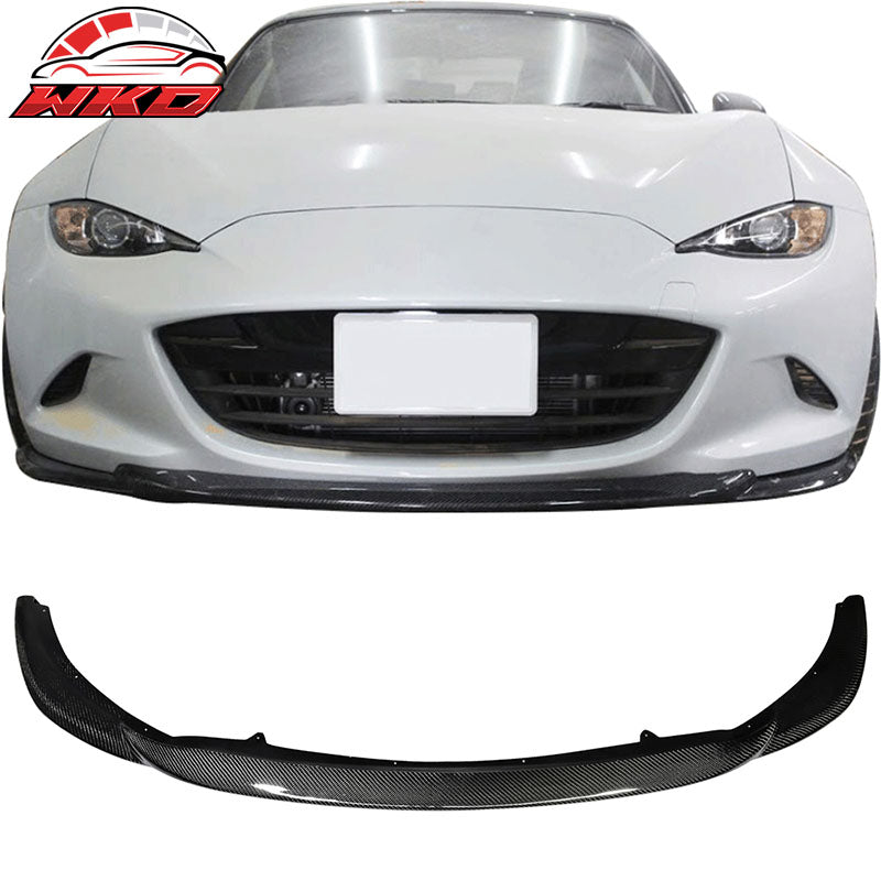 Fits 16-20 Mazda MX5 Miata GV Style Front Bumper Lip - Matte Carbon Fiber