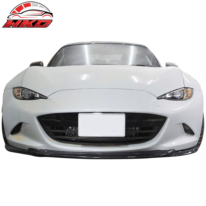 Fits 16-20 Mazda MX5 Miata GV Style Front Bumper Lip - Matte Carbon Fiber