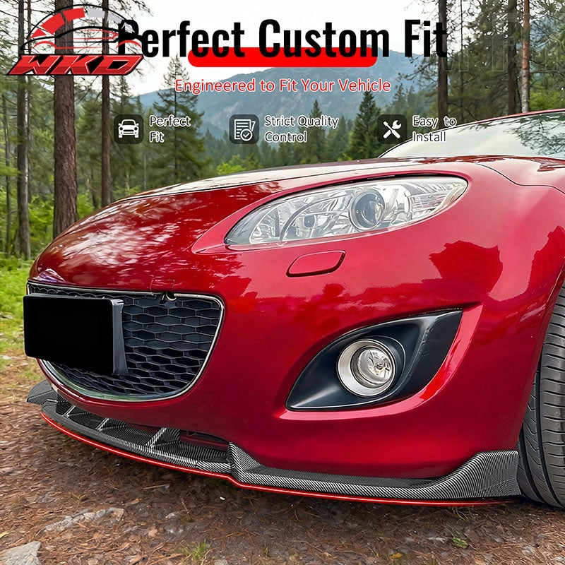 Fits 09-12 Mazda MX-5 Miata Carbon Fiber Print Front Bumper Lip IKON Style 3PCS