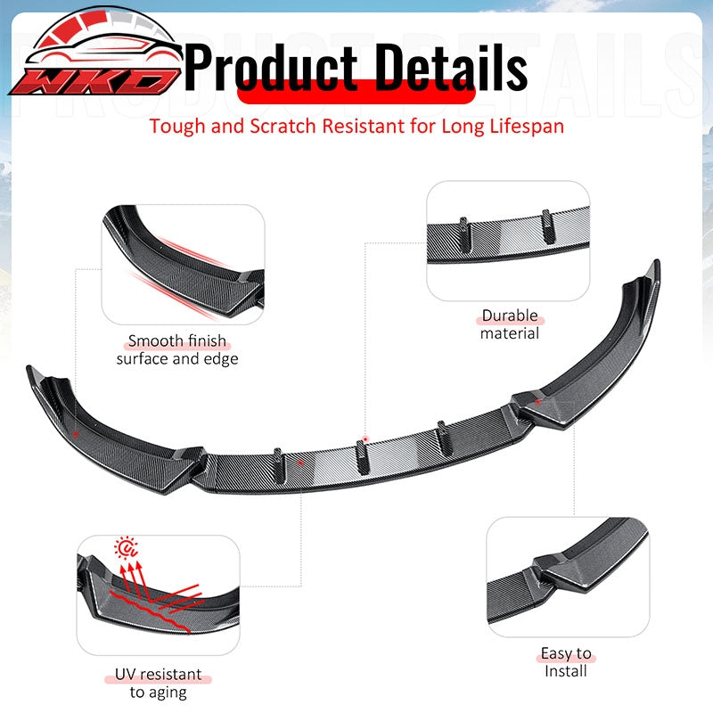 Fits 09-12 Mazda MX-5 Miata Carbon Fiber Print Front Bumper Lip IKON Style 3PCS