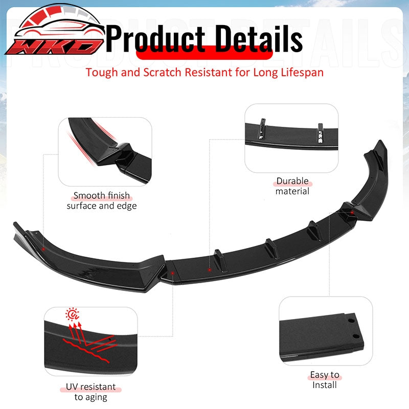 Fits 09-12 Mazda MX-5 Miata Gloss Black Front Bumper Lip IKON Style Spoiler 3PCS
