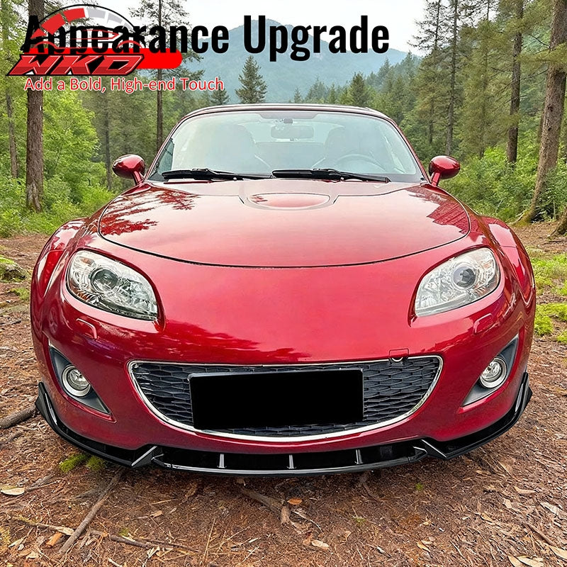 Fits 09-12 Mazda MX-5 Miata Gloss Black Front Bumper Lip IKON Style Spoiler 3PCS