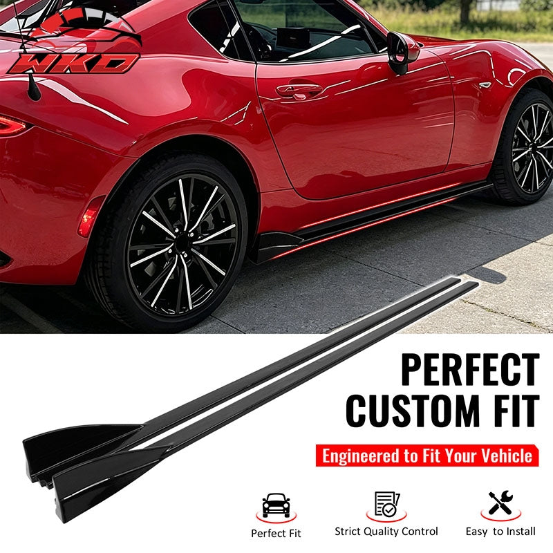 For 16-26 Mazda MX-5 Miata Gloss Black IKON Style Side Skirts Extension ABS Pair