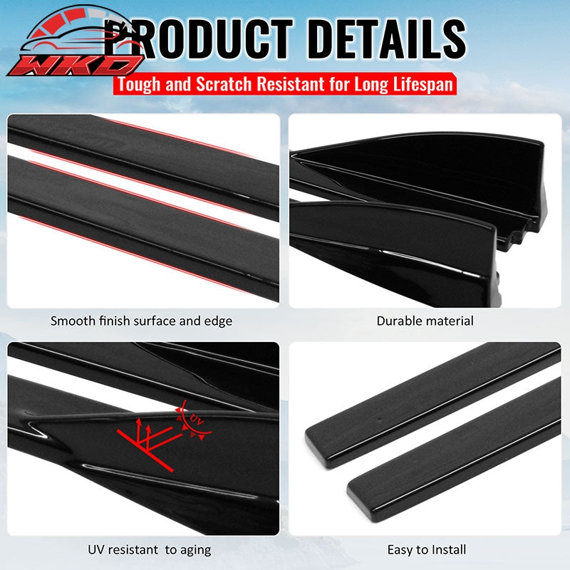 For 16-26 Mazda MX-5 Miata Gloss Black IKON Style Side Skirts Extension ABS Pair
