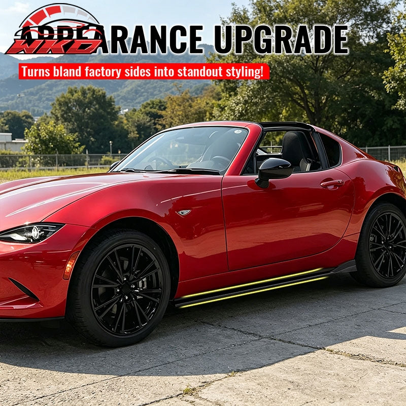 For 16-26 Mazda MX-5 Miata Gloss Black IKON Style Side Skirts Extension ABS Pair