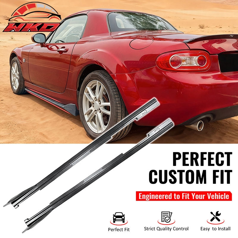 Fits 09-15 Mazda MX-5 Miata IKON Style Side Skirts Panels Carbon Fiber Print ABS