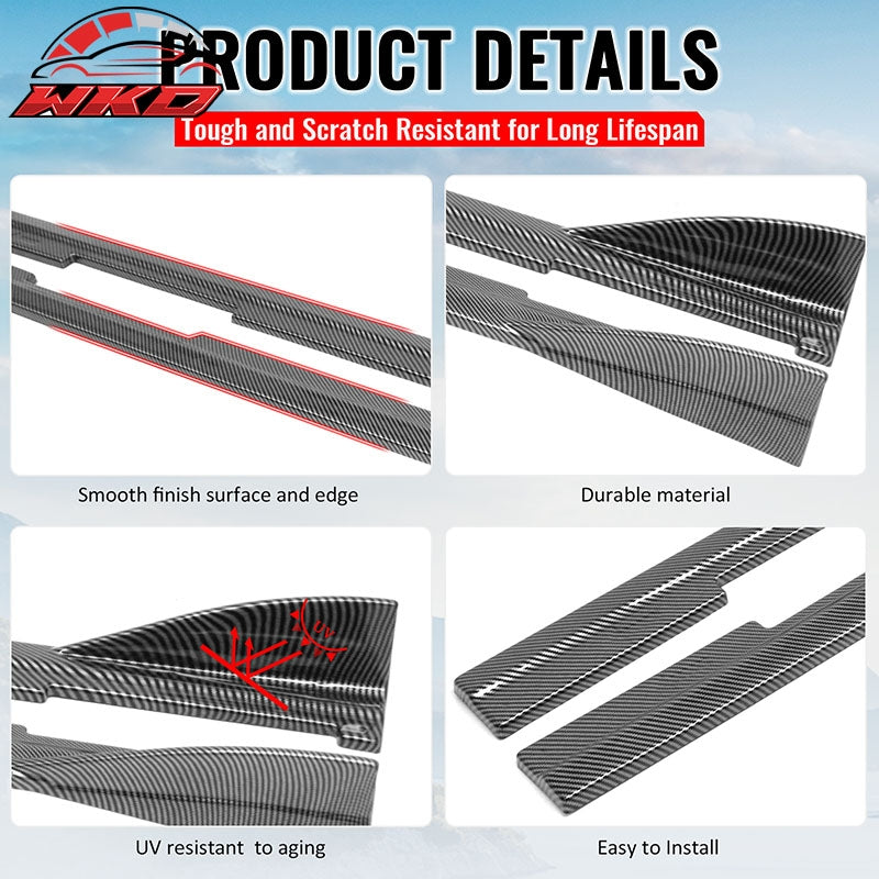 Fits 09-15 Mazda MX-5 Miata IKON Style Side Skirts Panels Carbon Fiber Print ABS